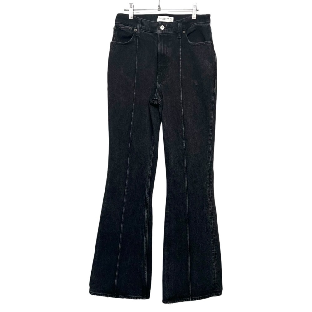 Abercrombie & Fitch High Rise Flare Black Wash Seamed Denim Jeans Women’s 27